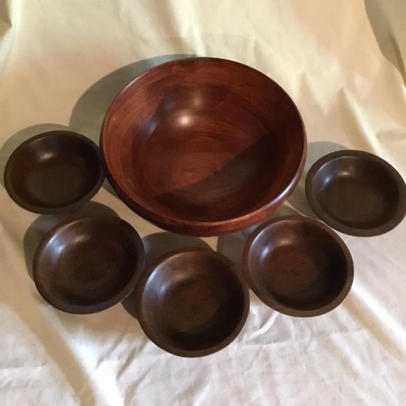 Wooden Bowl Serving Pieces ~ Vintage